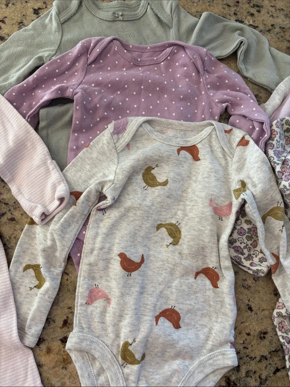Carter's Long-Sleeve Baby One-Pieces- Pink, Purple & Gray- lot of 8 sz 3 months